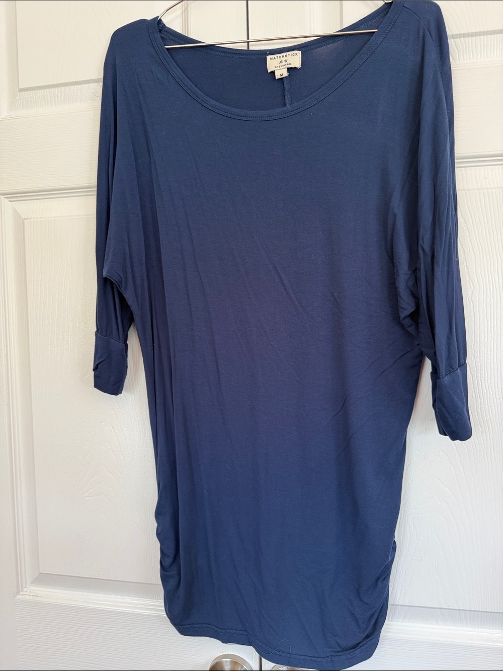 Matador & Co Navy Scoop-Neck Tunic with 3/4 Sleeves